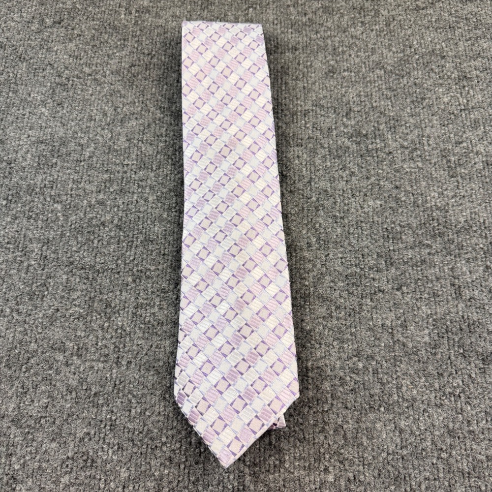 Dolce & Gabbana Necktie Mens OS Lavender Purple Silk Geometric Good Italy Woven